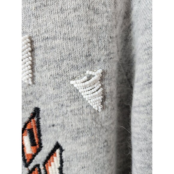 ​Color Block Womens S/M Gray Wool Angora Blend Aztec Geometric Open Cardigan - Picture 4 of 7